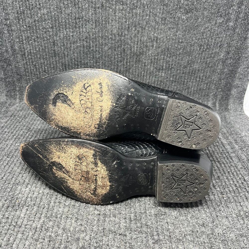 Los Altos Genuine Python Snakeskin Leather Black Western Cowboy Boots Men 6.5 EE - Picture 7 of 10